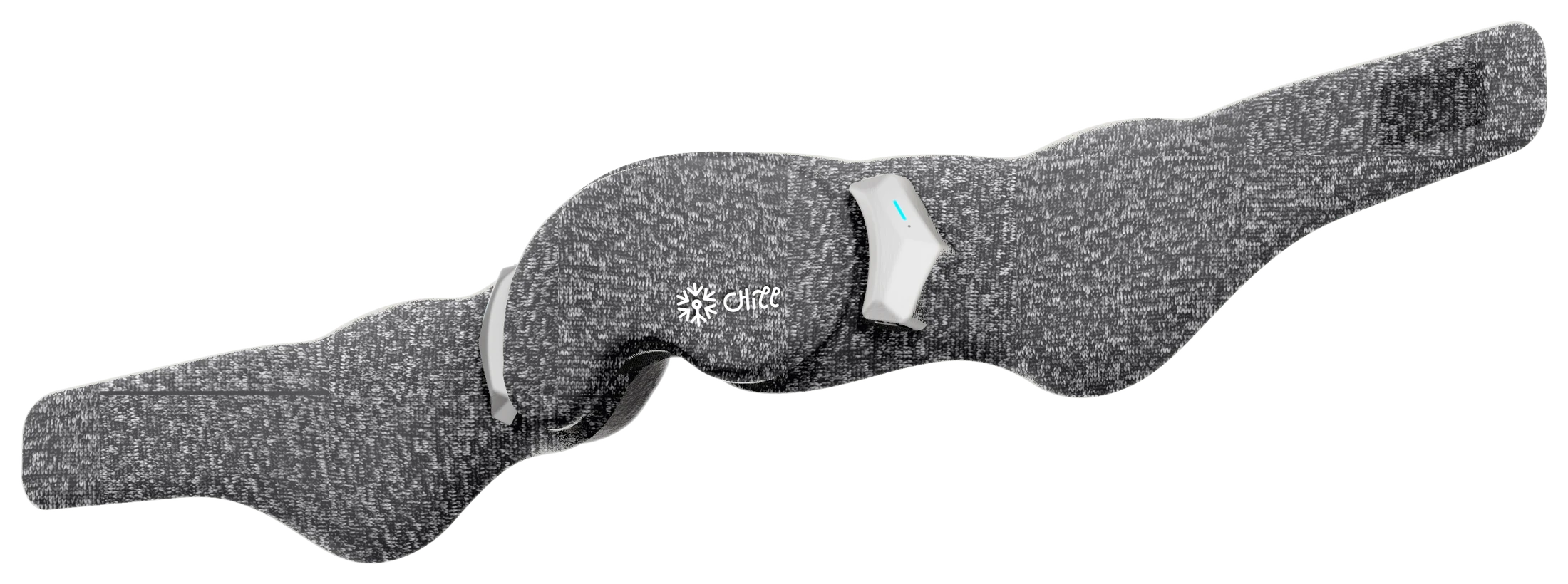 Chill STILL — dark charcoal knit eye mask, three-quarter view