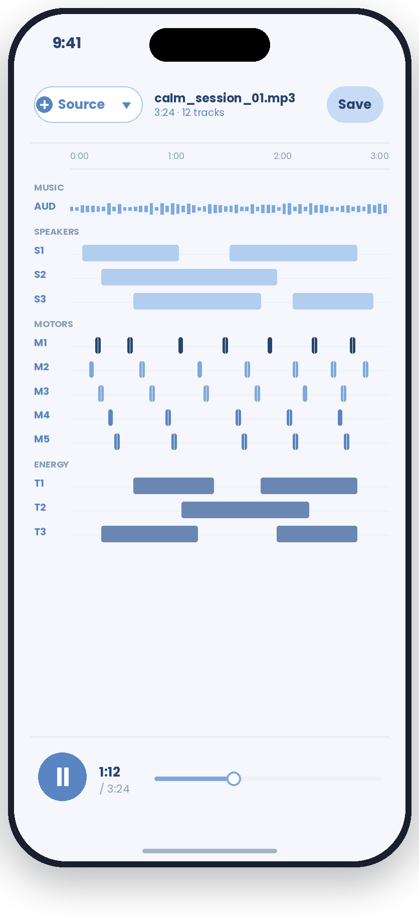 Chill STILL app — composition timeline